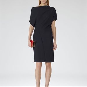 Reiss Lira Asymmetric Shoulder Dress in Navy size 4